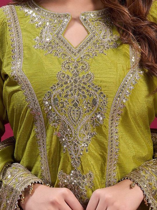 Women Ethnic Motifs Embroidered Kurta with Trousers & Dupatta - Image 5