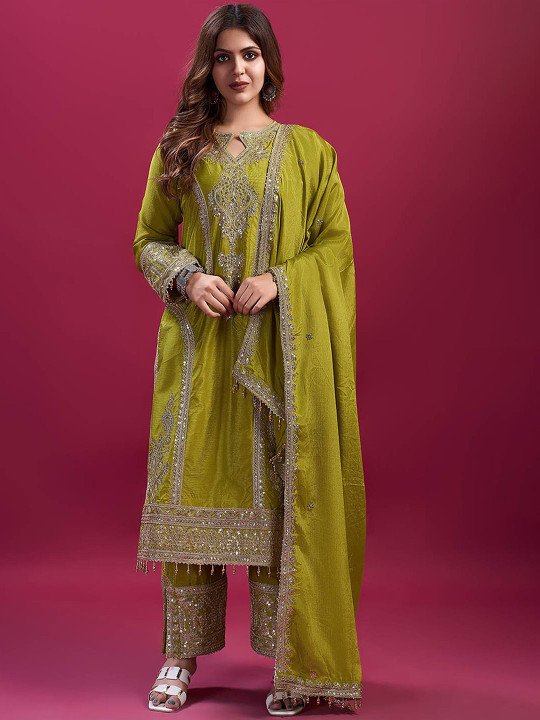 Women Ethnic Motifs Embroidered Kurta with Trousers & Dupatta - Image 6