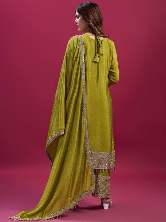 Women Ethnic Motifs Embroidered Kurta with Trousers & Dupatta - Image 7