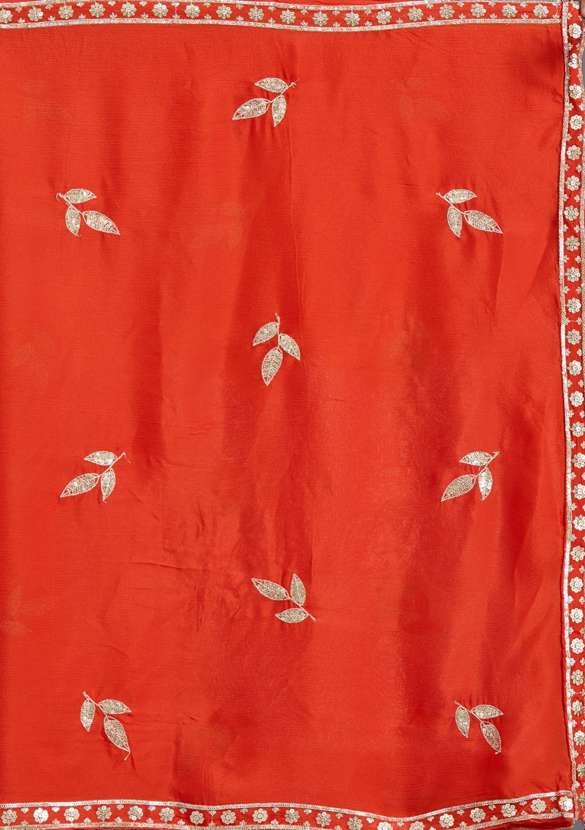 Orange Zari Embroidered Chinon Salwar Suit with Dupatta - Image 11