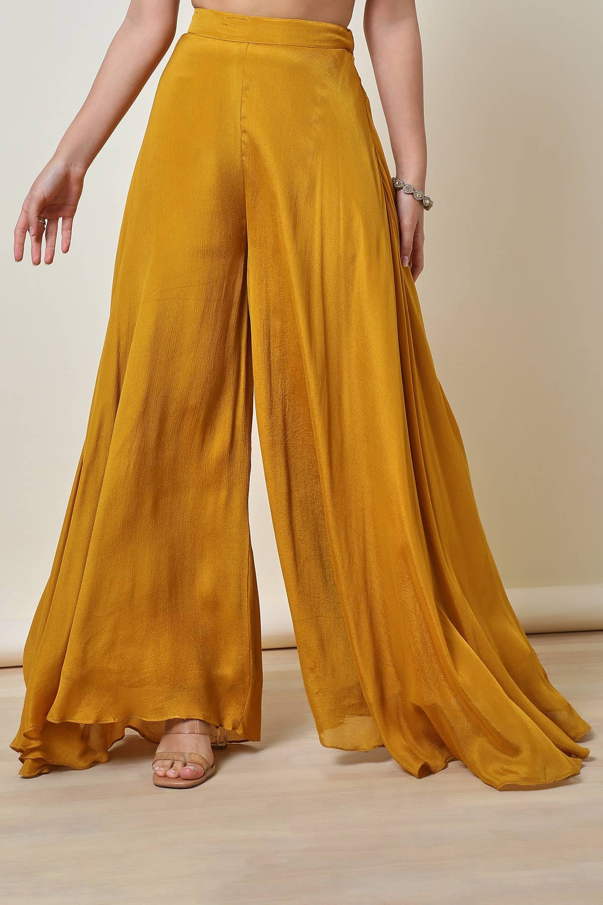 Mustard Brocade Festive Suit Set with Dupatta - Image 4