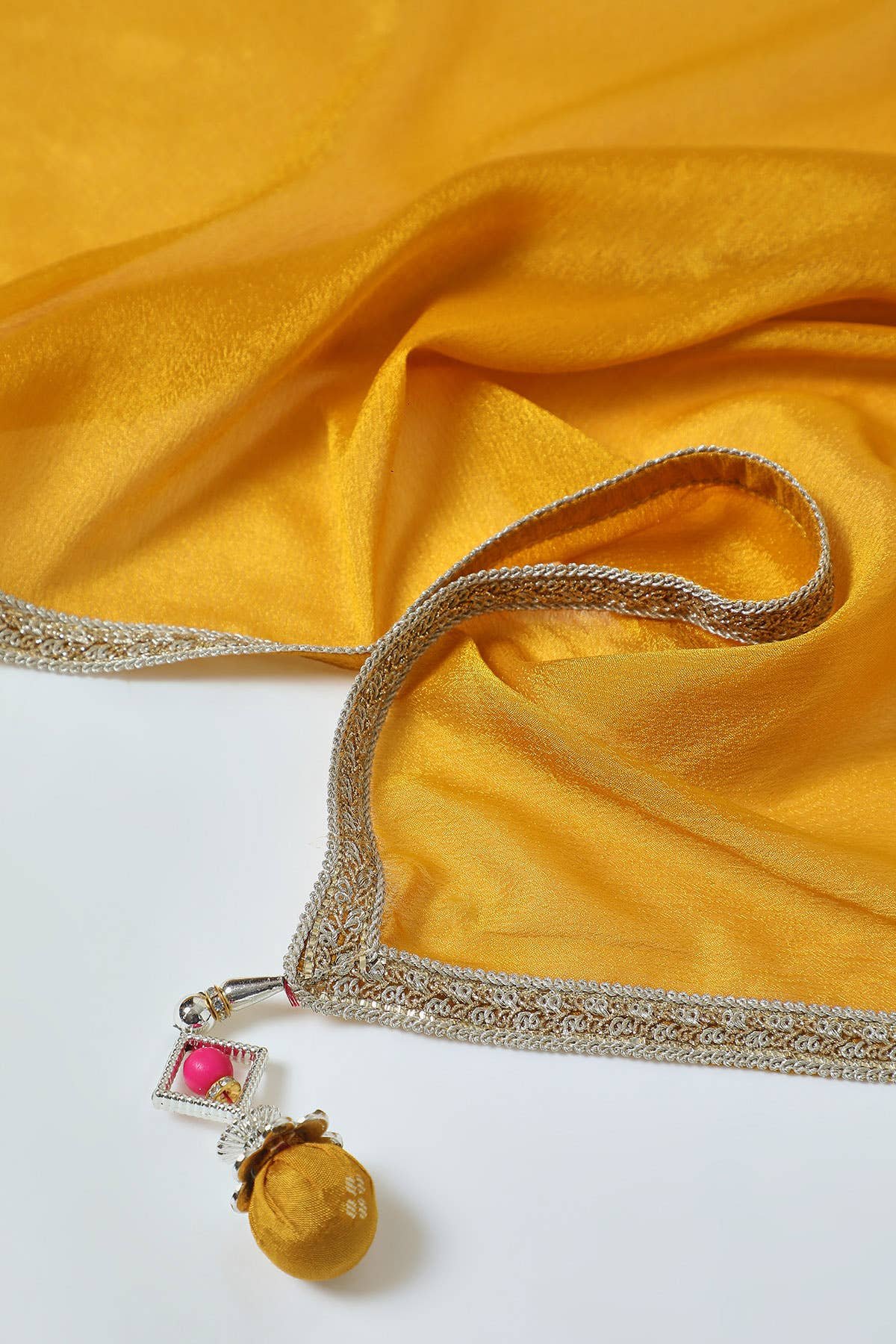 Mustard Brocade Festive Suit Set with Dupatta - Image 7